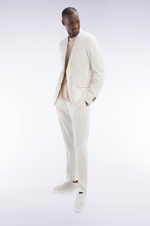 Pantalon à taille élastique à rayures tennis écru - Image 3