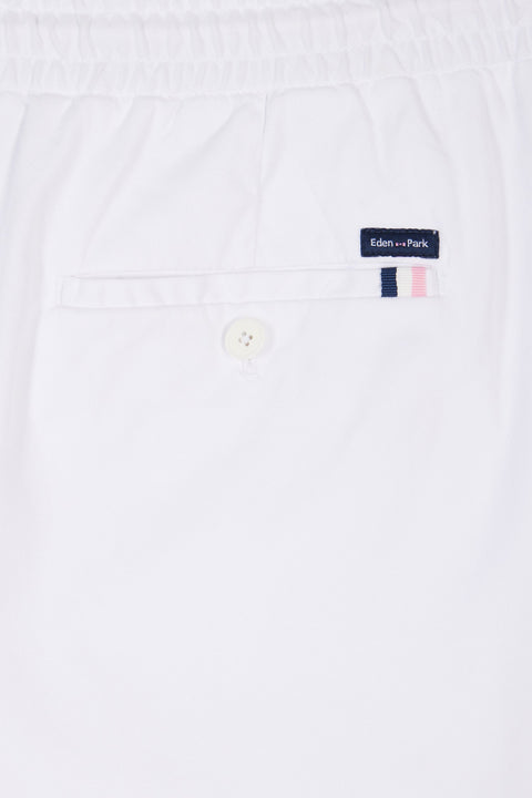 Pantalon chino à taille élastique en coton et lyocell stretch blanc - Image 2