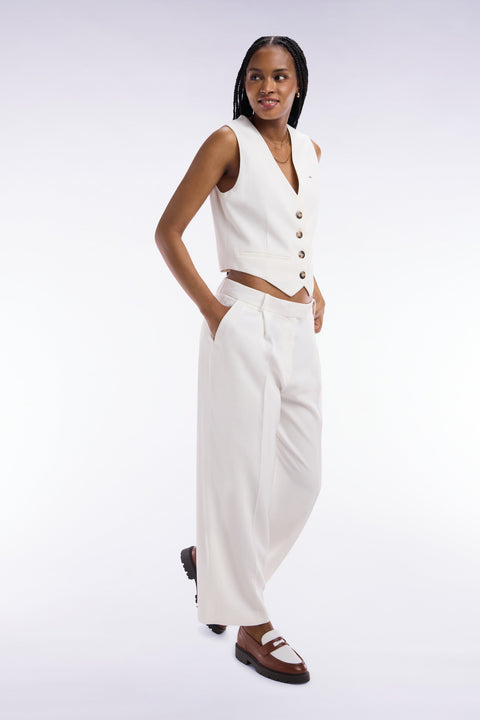 Pantalon à jambes larges fluide écru - Image 1