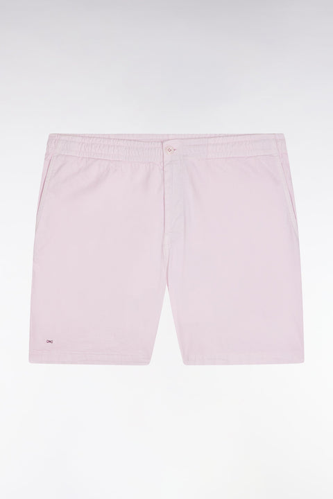 Short à taille élastique en coton stretch uni rose - Image 2