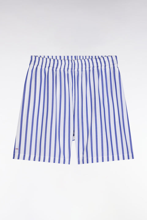 Short en coton blanc à rayures bleues coupe Oversized - Image 2
