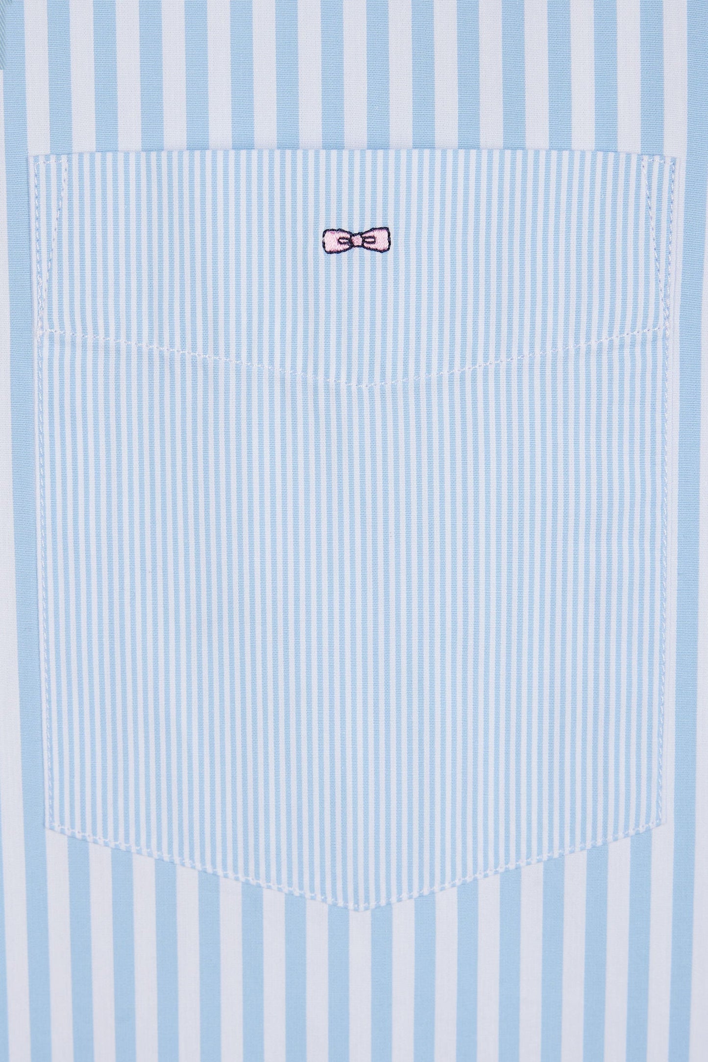 Chemise à manches courtes en popeline de coton rayée ciel coupe droite