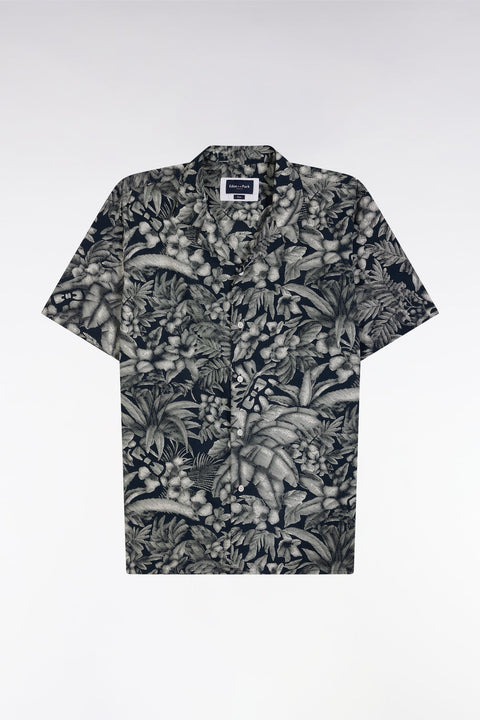 Chemise à manches courtes en coton marine imprimé jungle coupe ajustée - Image 2