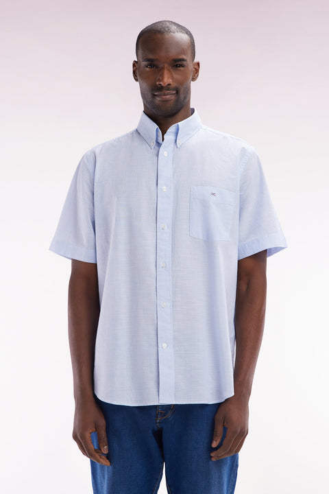 Chemise à manches courtes en coton ciel coupe droite - Image 1