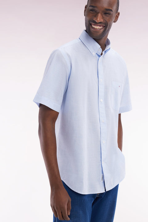Chemise à manches courtes en coton ciel coupe droite - Image 3