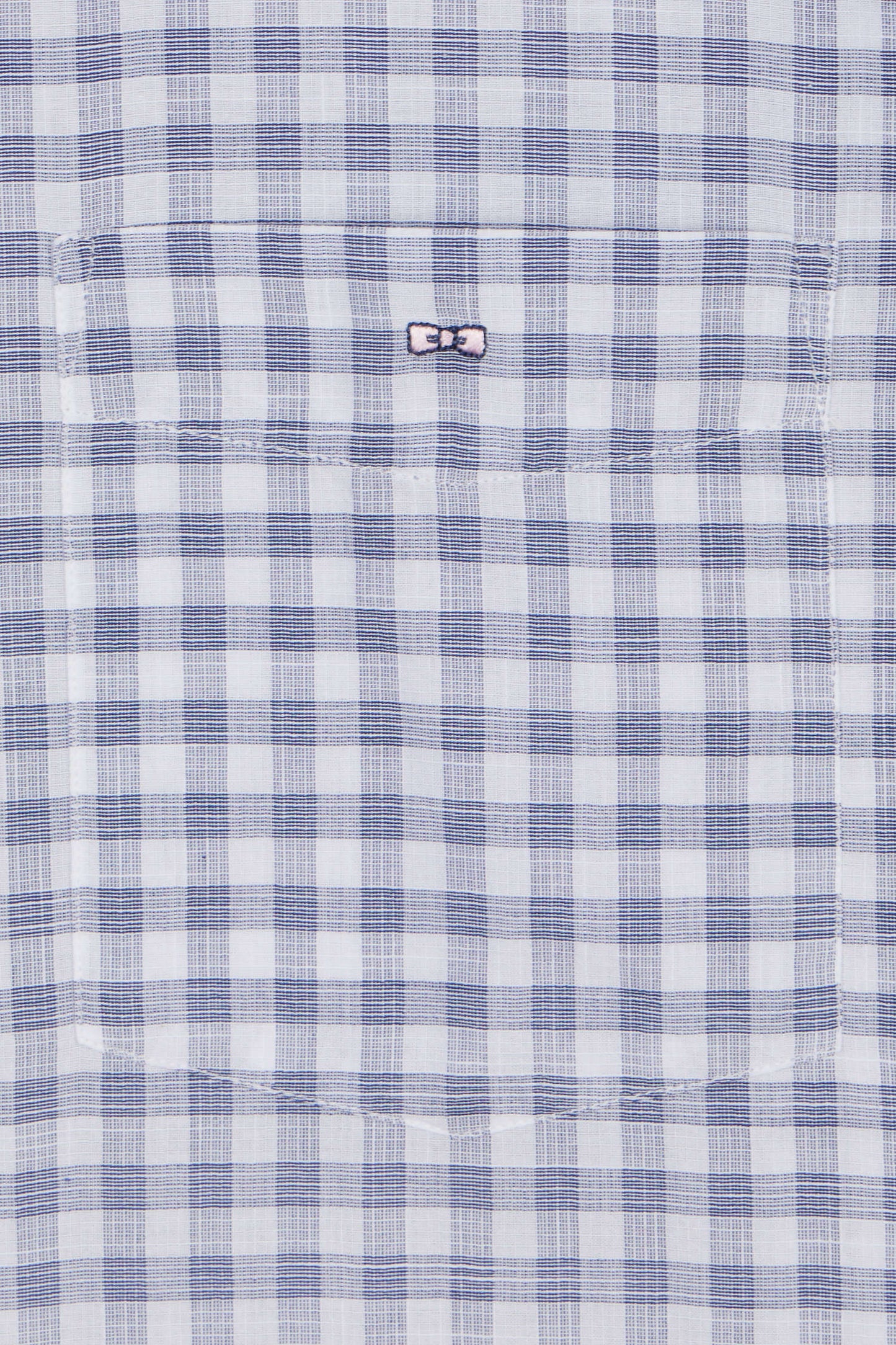 Chemise à manches courtes en coton à carreaux Vichy marine coupe droite