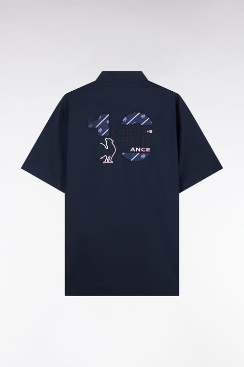 Chemise à manches courtes en coton marine broderie dos XV de France - Image 2