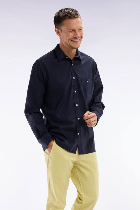 Chemise unisexe en coton et lyocell stretch marine coupe droite - Image 3