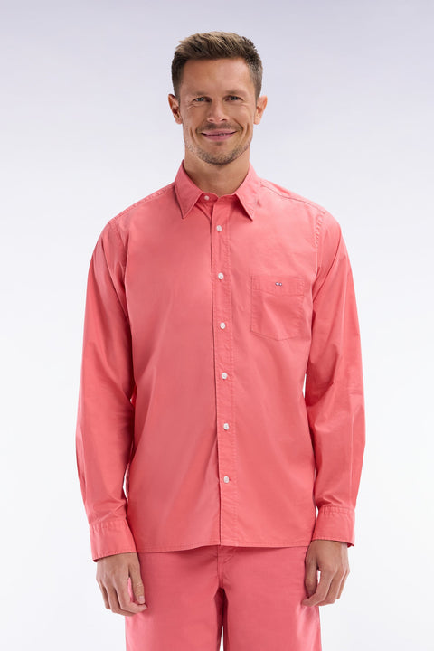 Chemise unisexe en coton et lyocell stretch saumon coupe droite - Image 1