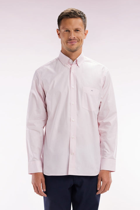 Chemise en coton rose coudière coupe droite - Image 1
