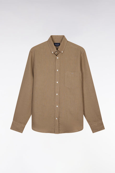 Chemise en lin sable unie coupe droite - Image 2