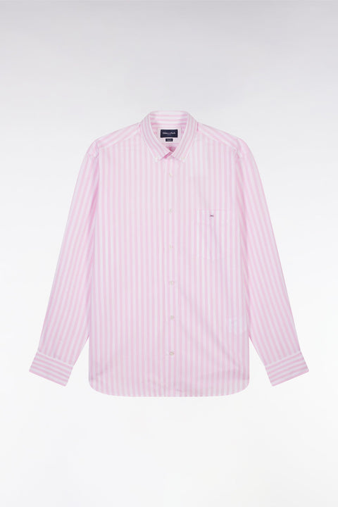 Chemise à rayures bâtons en coton rose coupe droite - Image 2