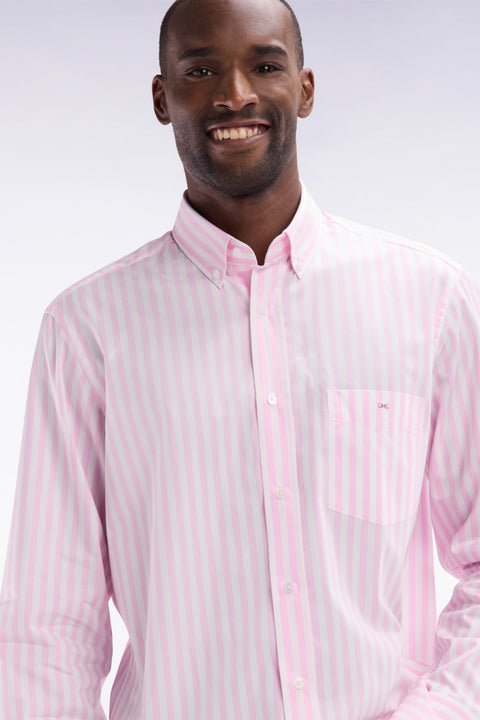 Chemise à rayures bâtons en coton rose coupe droite - Image 3