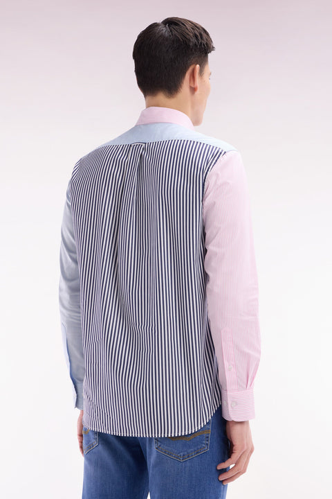 Chemise à rayures bâtons en coton tricolore coupe droite - Image 3