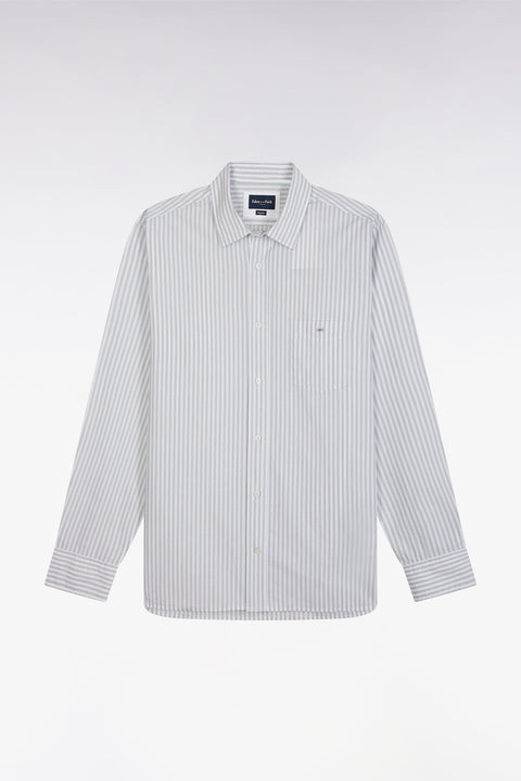 Chemise en coton à rayures grises coupe droite - Image 2
