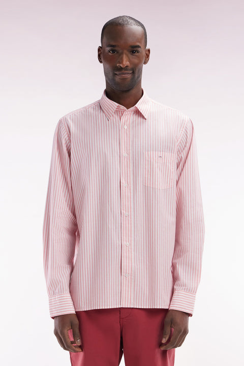 Chemise en coton à rayures roses coupe droite - Image 1