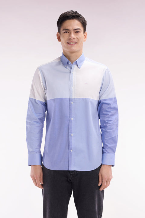 Chemise en twill de coton bleu foncé coupe droite - Image 1