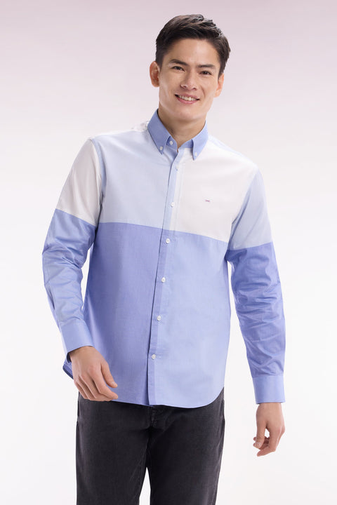Chemise en twill de coton bleu foncé coupe droite - Image 3