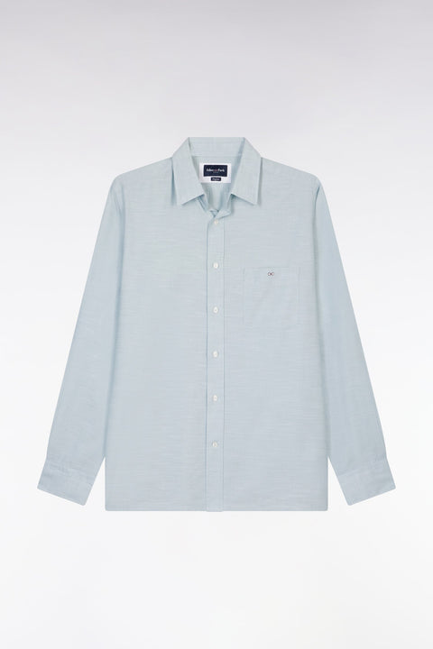 Chemise unie à poche plaquée en coton gris foncé - Image 2