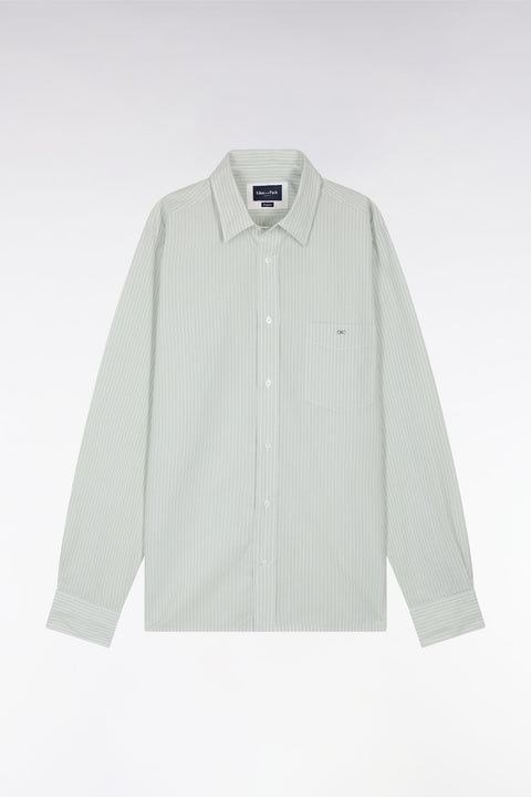 Chemise en coton verte et blanche à rayures bâtons coupe droite - Image 2