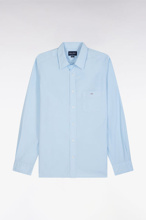Chemise en twill de coton ciel unie coupe droite - Image 1