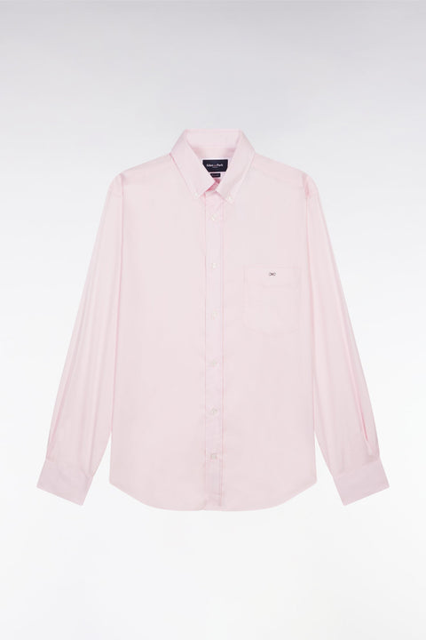 Chemise en twill de coton rose unie coupe droite - Image 2