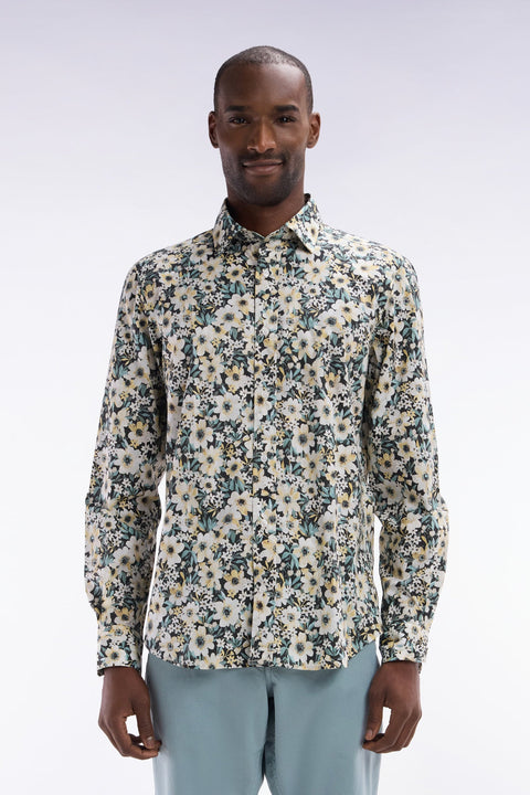 Chemise en popeline de coton à imprimé floral coupe droite - Image 1