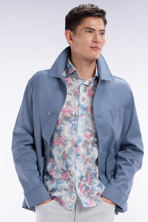 Chemise en coton ciel à imprimé floral coupe ajustée - Image 3