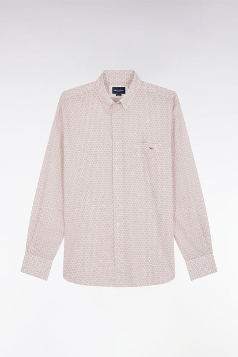 Chemise en popeline de coton à microimprimé graphique rose coupe droite - Image 2