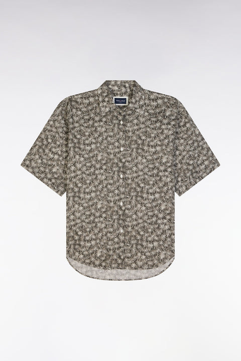 Chemise à manches courtes en coton kaki imprimé palmiers coupe oversized - Image 2