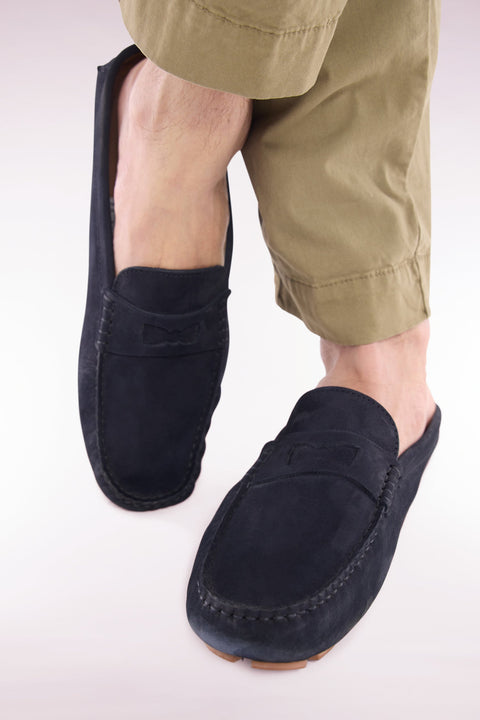 Mocassins en cuir suédé bleu marine - Image 2