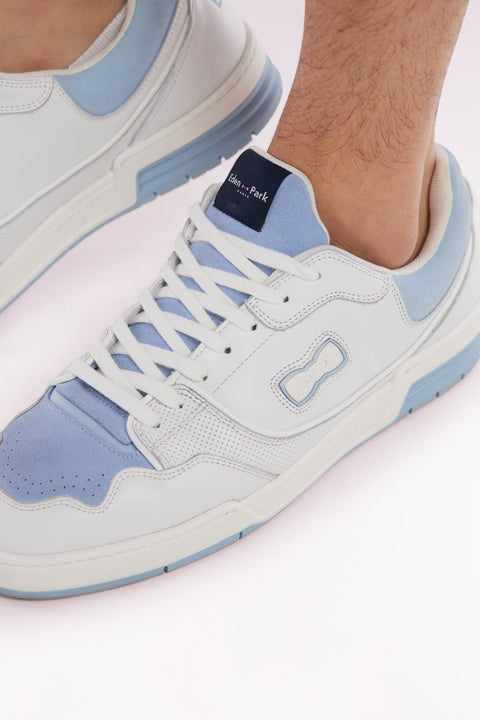 Sneakers EP10 en cuir blanches et vert d'eau - Image 2