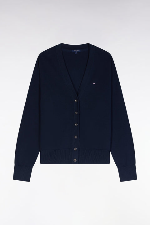 Cardigan en coton marine coupe décontractée - Image 2