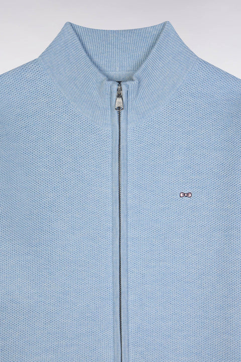 Cardigan zippé en coton ciel coupe droite - Image 2