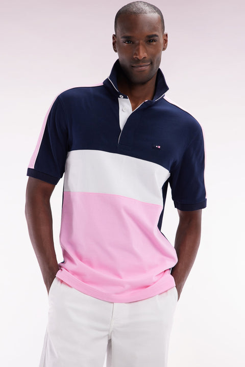 Maillot coupé-cousu à manches courtes en coton rose coupe droite - Image 2