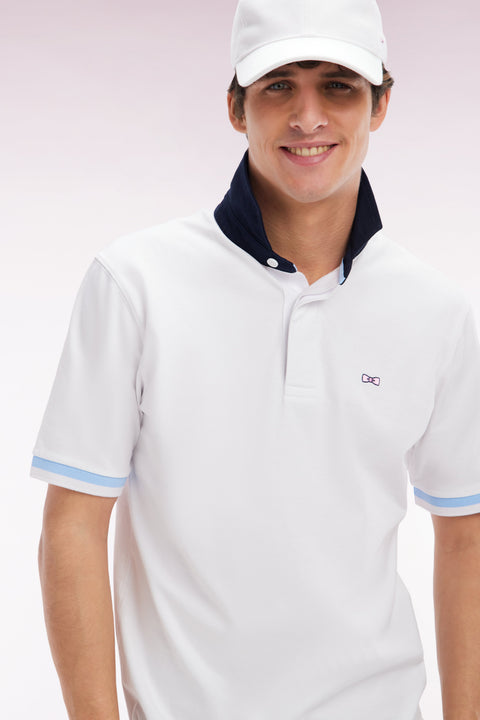 Maillot à manches courtes en coton blanc broderie dos Eden Park coupe droite - Image 3