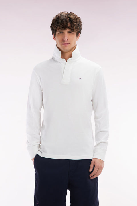 Maillot à manches longues en coton Pima blanc coupe droite - Image 1
