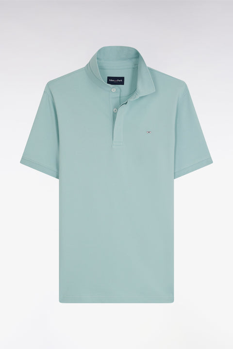 Polo à manches courtes en piqué coton stretch vert d'eau coupe ajustée - Image 1