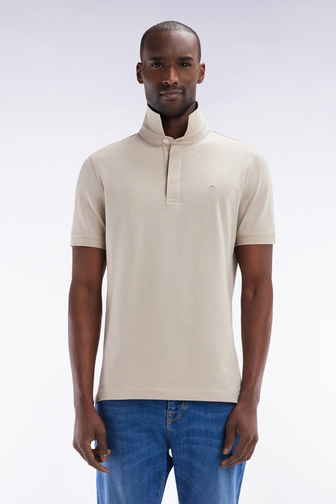 Polo à manches courtes en coton stretch ciel coupe ajustée - Image 1