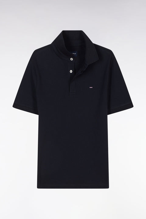 Polo à manches courtes en piqué coton stretch marine coupe ajustée - Image 2