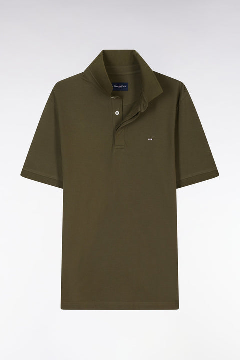 Polo à manches courtes en piqué coton stretch kaki coupe ajustée - Image 2
