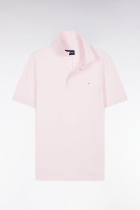 Polo à manches courtes en piqué coton stretch rose pâle coupe ajustée - Image 2