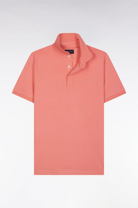 Polo à manches courtes en piqué coton stretch rose saumon coupe ajustée - Image 2