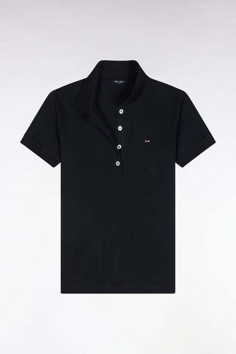 Polo à manches courtes en piqué de coton stretch marine coupe ajustée - Image 2