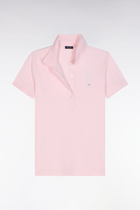 Polo à manches courtes en piqué de coton stretch rose coupe ajustée - Image 2