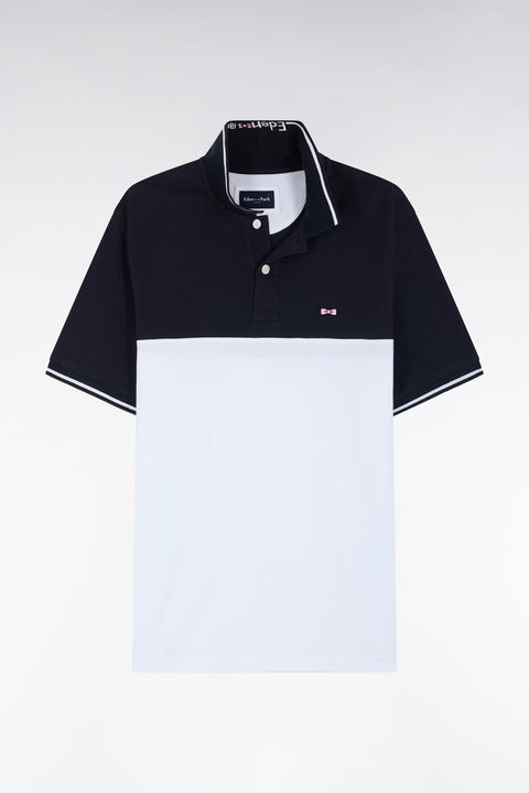 Polo à manches courtes en piqué coton blanc col jacquard coupe droite - Image 2