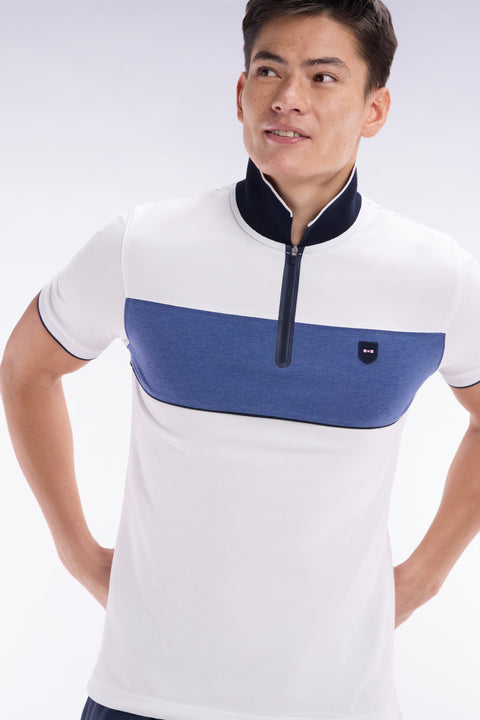 Polo à manches courtes en coton stretch gris coupe ajustée - Image 3