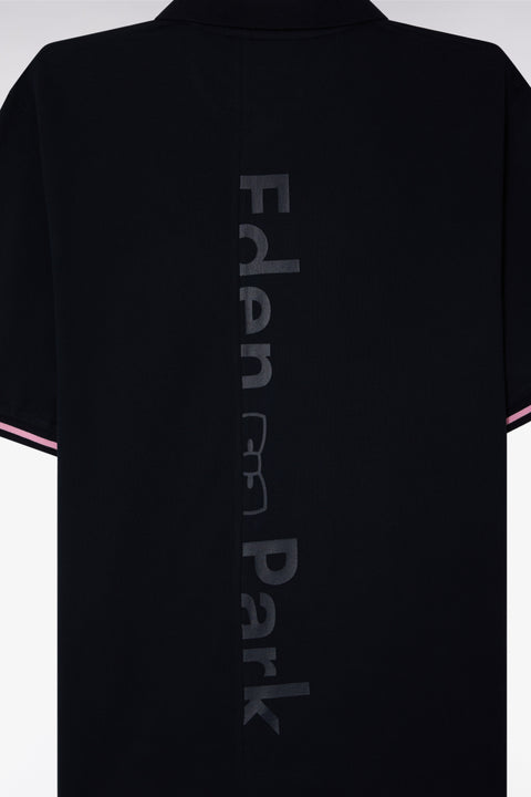 Polo à manches courtes en coton marine jacquard dos Eden Park coupe décontractée - Image 2