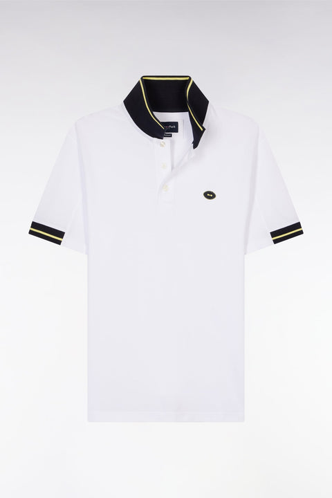 Polo à manches courtes en coton jaune détails colorés coupe décontractée - Image 2