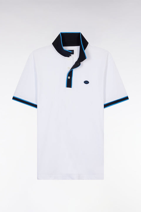 Polo à manches courtes en coton bleu rayures colorées coupe décontractée - Image 2